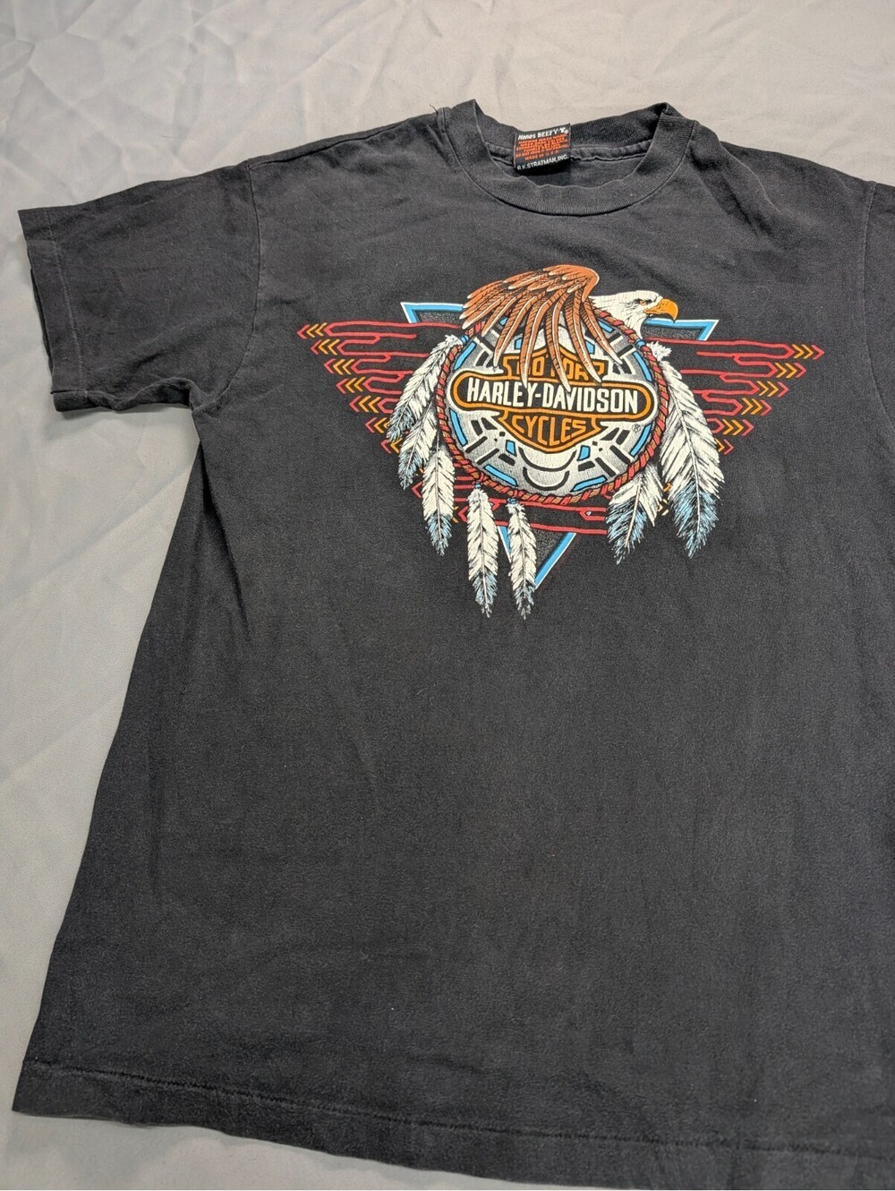 Vintage Harley Davidson T Shirt Eagle Medium Black USA Hanes